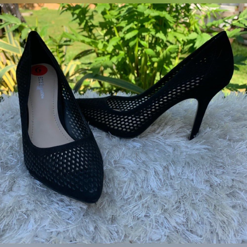 BCBG black mesh PL-DALHIAS ladies stilettos in size 6 VVG pre loved cond… - Picture 4 of 11